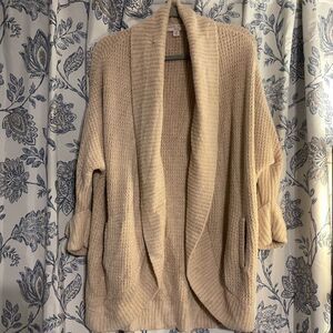 Barefoot Dreams Cozychic Lite Open Front Beige Cardigan Women’s Sz S/M